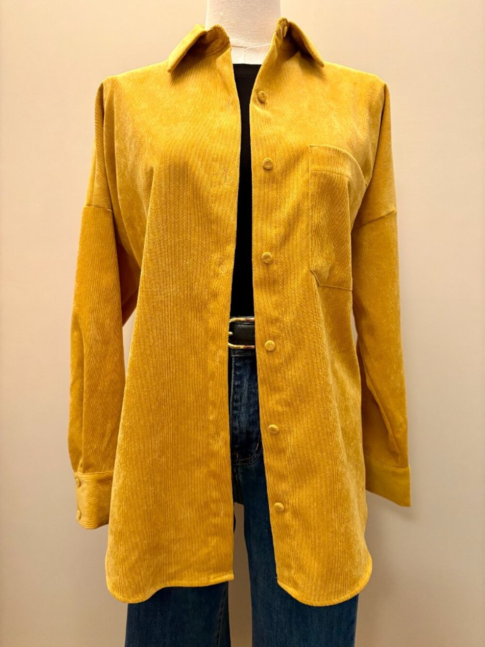 Zara Mustard Corduroy Button-Down Shirt